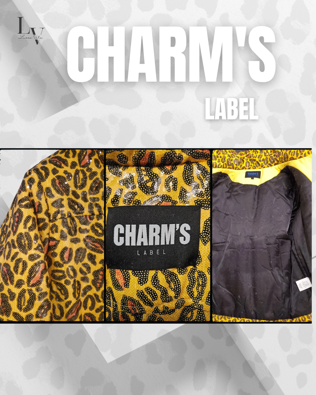Charm's Leopard Print Sequin Puffer Jacket