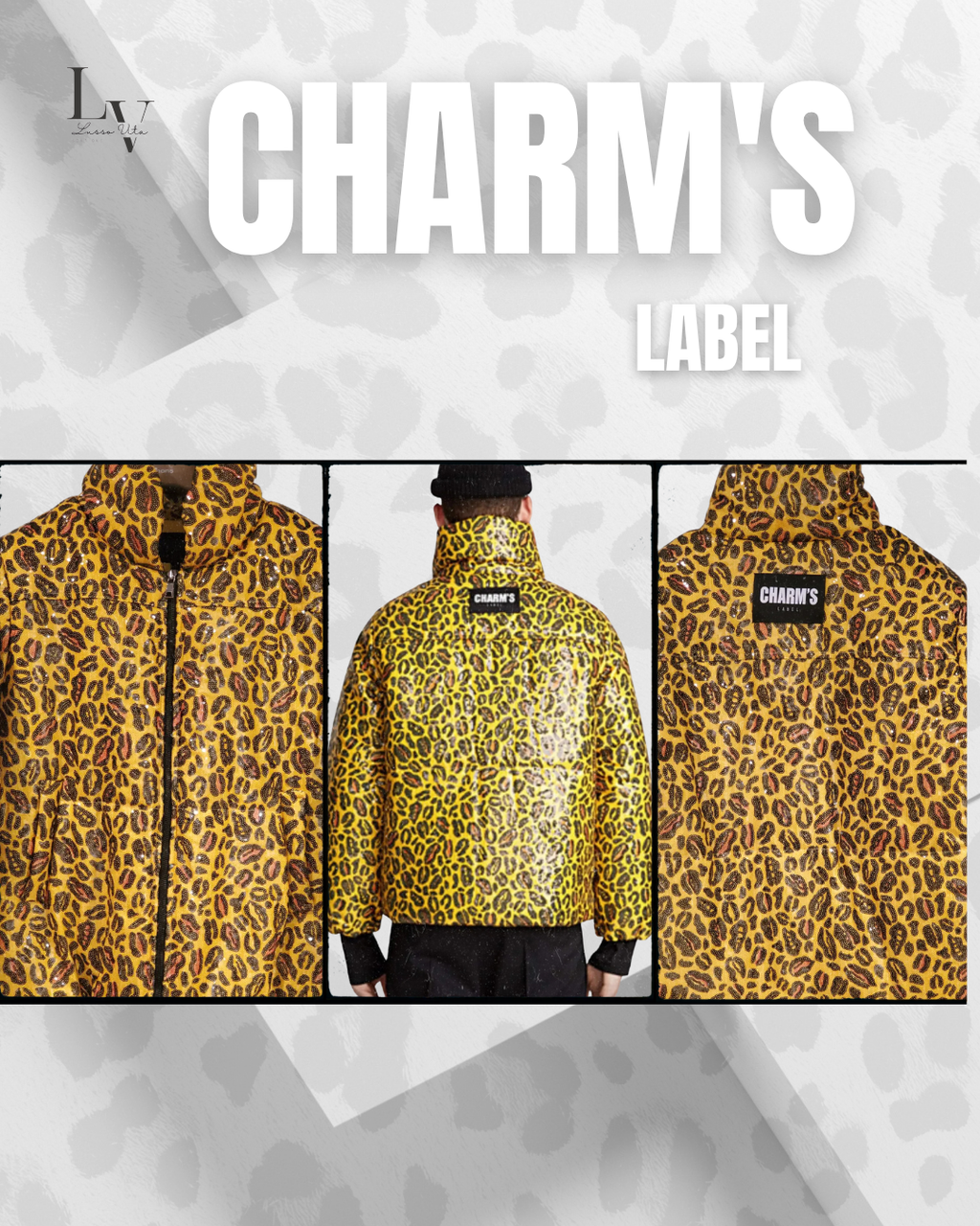 Charm's Leopard Print Sequin Puffer Jacket