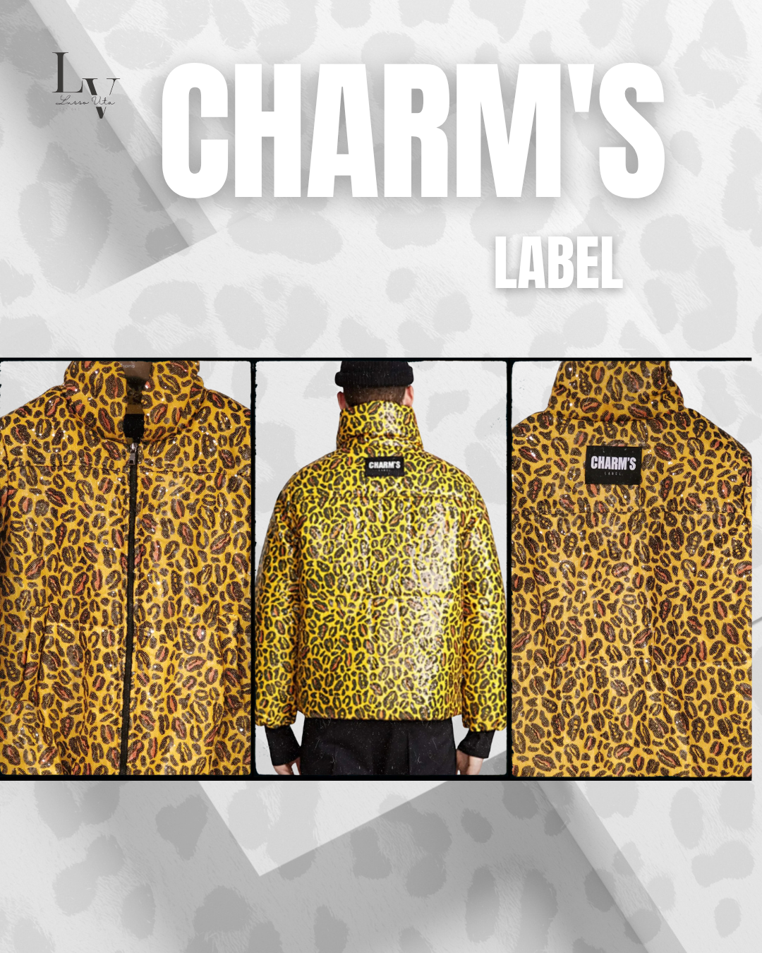 Charm's Leopard Print Sequin Puffer Jacket