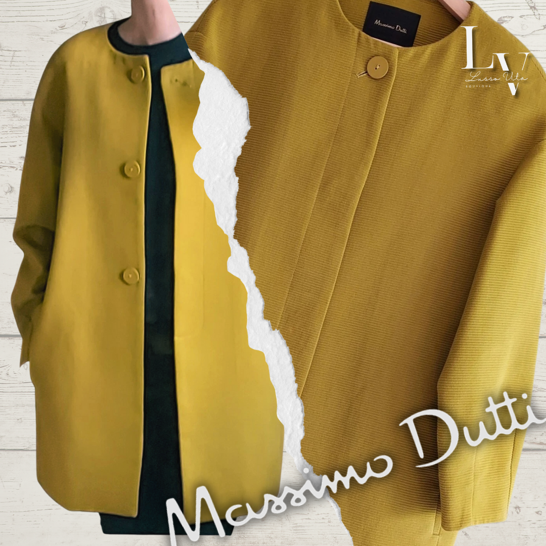 Massimo Dutti Ribbed Cotton Cocoon coat chartreuse Green Lime